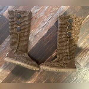 UGG brown knit button boots - women’s size 5